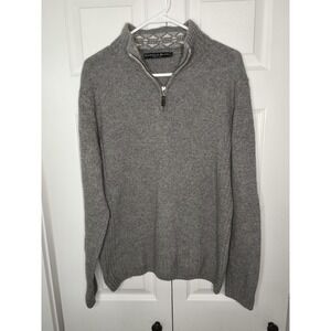 Daniele Blasi Sweater Mens Structured Charcoal Wool Blend 1/4 Zip‎ Made in Italy